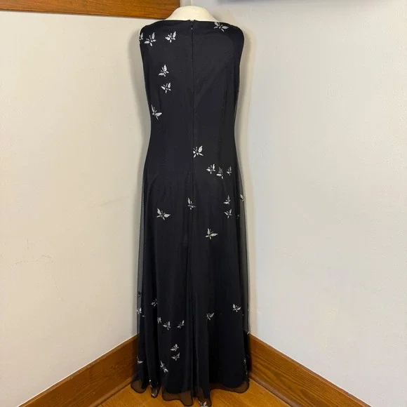 VTG 90s Virgo II Black Butterfly Sheer Sz 10 Maxi Dress Formal Fairy Whimsigoth - Picture 4 of 8